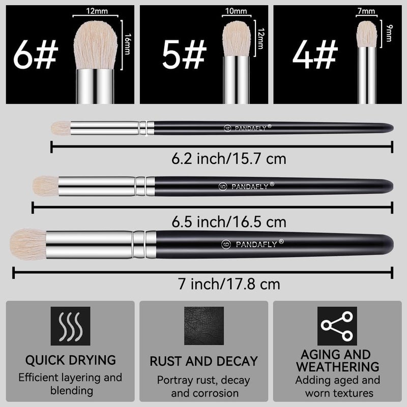 PANDAFLY Drybrush Set - 3 Sizes Hobby Detail Paint Brush Set, Acrylic Paint Brushes for Tabletop, Citadel, Scale Model, Watercolor Oil Painting - Image 3